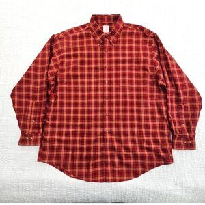 Brooks Brothers 346 Shirt Men's XL Red Plaid No-Iron Long Sleeve Button Up EUC